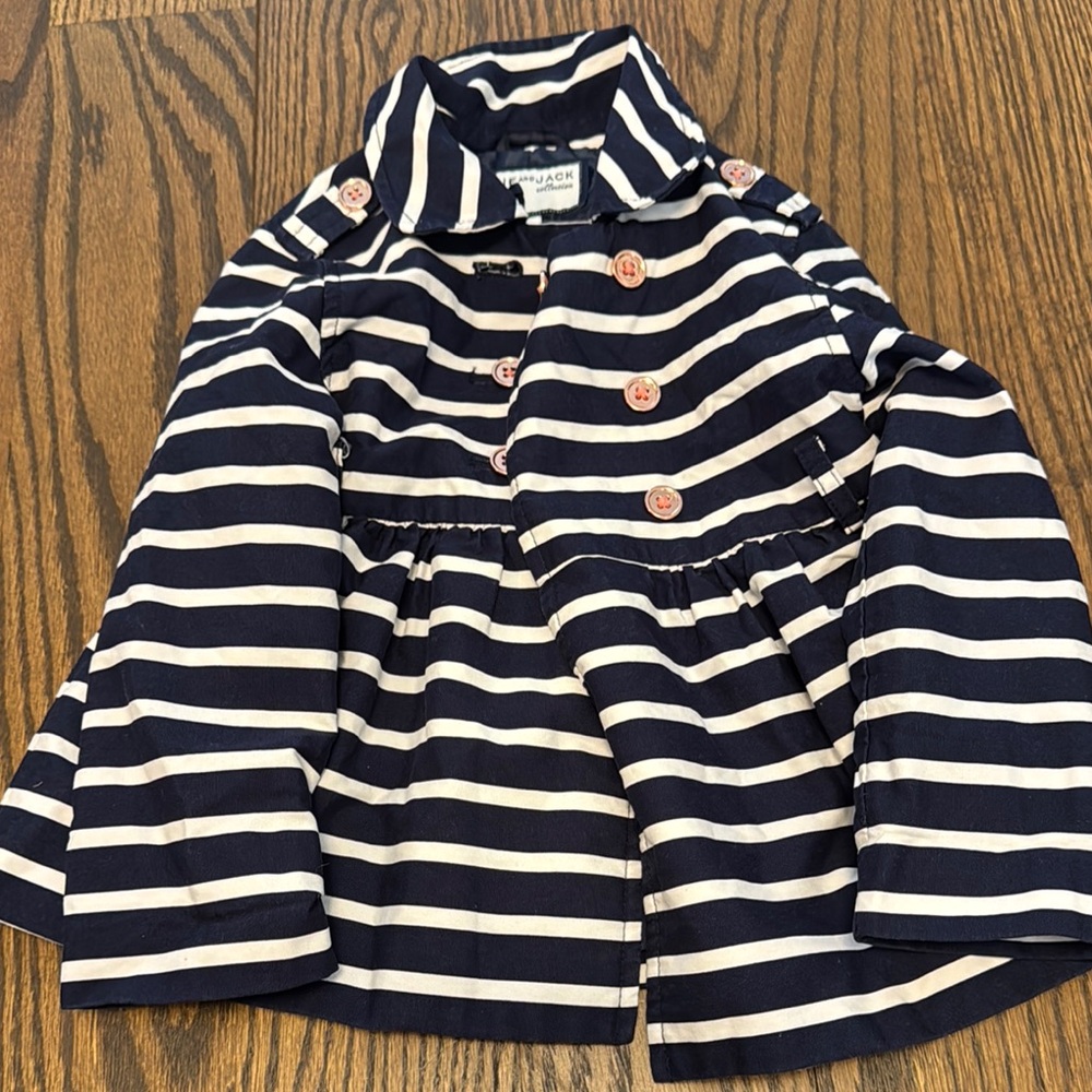 Janie and Jack Blue and White Nautical Pea Coat